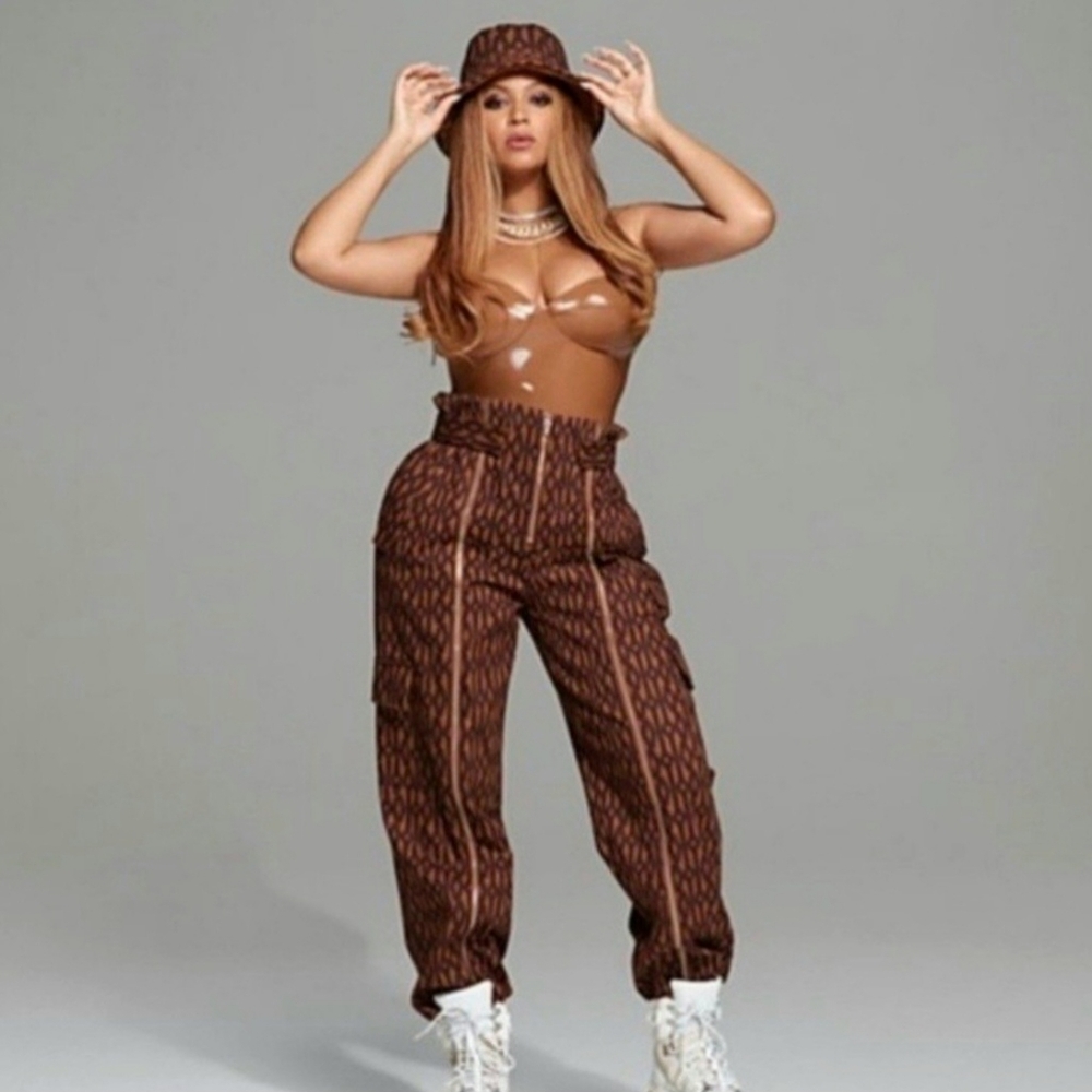 IVY PARK Brown Patterned Cargo Joggers